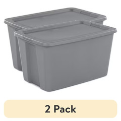 Sterilite 30 Gallon Storage Bin w/ Snap-On Lid Gray Plastic Tote 2 Pack