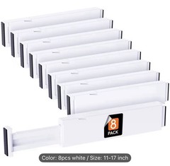8 Pack Adjustable Drawer Dividers 16-22 in Clothes Organizer 2.36” High