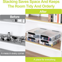 Stackable 6 Qt Clear Storage Bins with Lids – 4 Pack for Organizing Supplies
