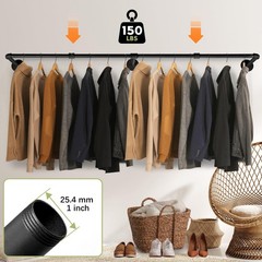 66.1″ Industrial Pipe Wall-Mounted Clothing Rack – Heavy Duty Space-Saving Garme