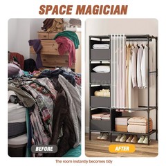 Clothes Rack Heavy Duty Clothing Garment Rack Storage 4 Drawer Bedroom Organizer