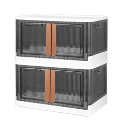 2Pcs 32L Foldable Storage Bins w/ Lid Collapsible Stackable Closet Organizer