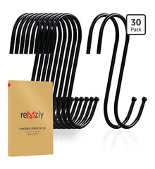 Pack 60 Black S Hooks for Hanging 3.5 Inch Heavy Duty Durable Metal Hooks