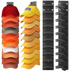 Hat Organizer Hold up to 20 Hats, 2 Pack Hat Rack for Wall with Strong Adhesi…