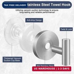 Silver 4 Packs Shower Suction Cup Hooks – Heavy Duty No-Drill Removable Reusable
