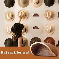 Walnut Wood Cowboy Hat Rack for Wall, 2-Pack | Retro Western Hat Holder with Wid