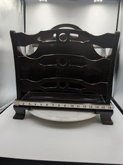 Vintage Mahogany Magazine Or Album Rack Organizer MCM Color Dark Burgundy Glossy