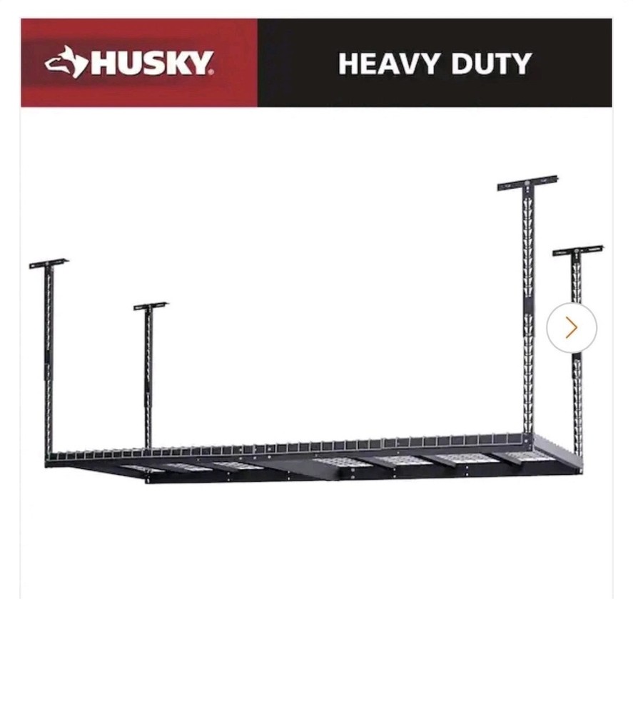 Husky Overhead Garage Storage Rack Heavy Duty 97.5 INX43.75INX32 In Adjustable H