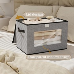Fabric Storage Bin with Lid, Storage Box with Handles,13 x 9.1 x 7.9 Inch Closet