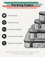 4-Piece Packing Cubes Travel Accessories Set Suitcases Luggage Organizer Bags