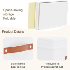 Foldable Storage Bin, 7.1 x 9.1 x 13 Inch Storage Box with Small（1 Pack） White