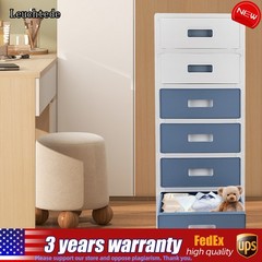 33in Blue White 6-Drawer Organizer, Household/Office Storage Cabinet Drawer Type