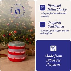 Homz 24″ Diameter Holiday Christmas Plastic Wreath Storage Box, Red (Open Box)