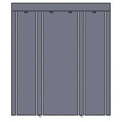 Portable Closet Wardrobe Clothes Rack Storage Organizer W/Shelves Fabric, Grey