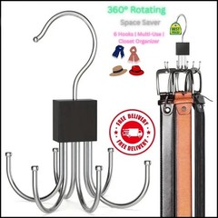 360° Rotating Hanger Hook Multi-Claw Metal Rack Closet Tie Scarf Bag Organizer