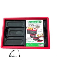 Greenmade InstaCrate 12 gal Foldable Stackable Plastic Storage Bin Black/Red