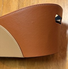 Faux Leather Storage Bin Caddy Towel Drinks 2 Tone Brown New Elegant Decor