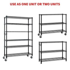 Heavy Duty 6 Tiers Storage Shelves Metal Shelf Wire Shelving Unit with Wheels