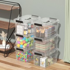 6PCS 12 Quart Latching Storage Box Stackable Bin w/ Latch Lid Plastic Container