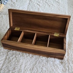 LIPPER INTERNATIONAL SOLID WOOD WALNUT STORAGE/ORGANIZER BOX WITH LID-12.5″ x 4″