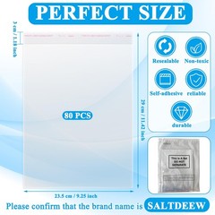 80 Pack Clear Resealable Magazine Sleeves Protectors 9.25 x 11.42 Inch