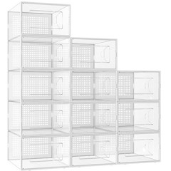 X-Large Shoe Storage Box Fit Size 11,Clear Plastic Stackable Shoe Organizer f…