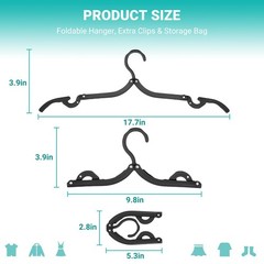 10 Pcs Travel Hangers, 2026 Cruise Ship Essentials, Foldable 10 Pcs, Black