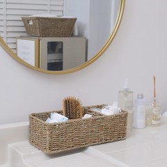 Wicker Toilet Basket Tank Topper, Toilet Paper Basket for Back of Toilet Tank To