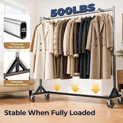 HOKEEPER Z Rack for Clothes with Cover Heavy Duty Clothing Rack Hold 500 LBS