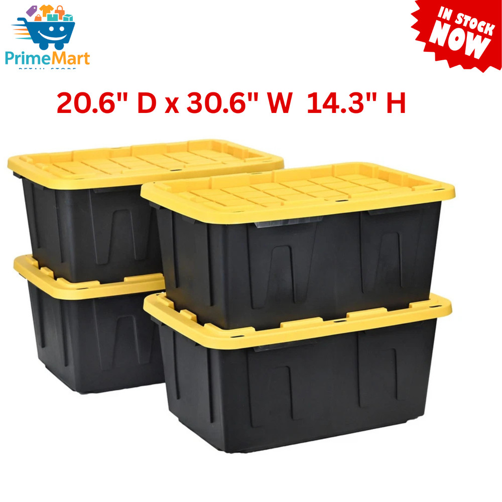Greenmade 27-Gallon Heavy Duty Plastic Storage Bins, 4-Pack – Large, Durable