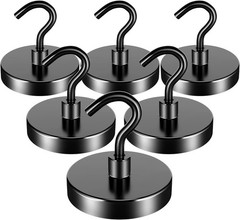 3or 6 Pack 110 Lbs Magnetic Hooks Heavy Duty Neodymium Magnet Hooks Strong Black