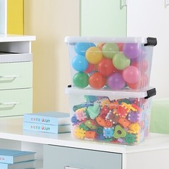 4-Pack 12 Litre Plastic Latching Storage Box w/ Clear Lid & Handle Containers