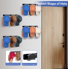 KIMBORA 4 Packs Hat Rack for Wall, 1.29 x 17.3 x 1.18 inches, Black