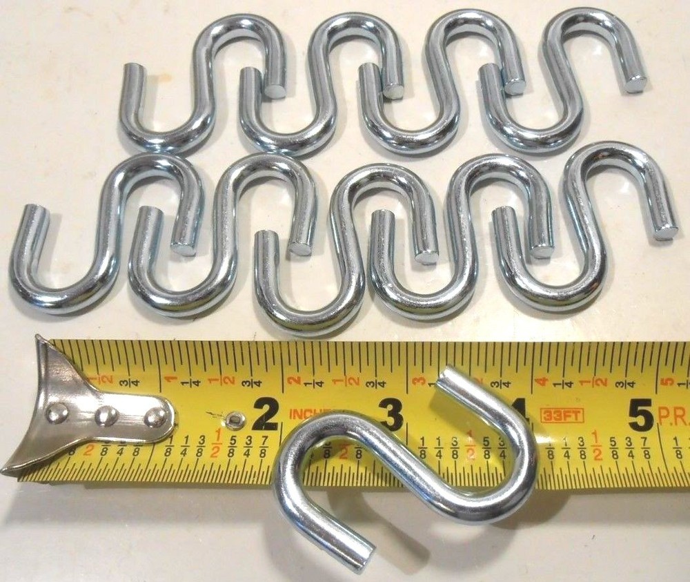 S HOOKS LOT OF 10 PC. HEAVY DUTY 2″ INCH x 6mm dia. S HOOK STEEL S-HOOKS