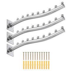3 Pcs 13.78 Inch Clothes Drying Rack, Wall Mount Clothes Hanger, Silver
