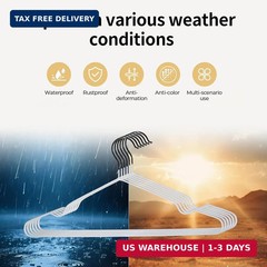 Clothes Hangers 30 Pack, 16″ Non-Slip Rubber White Metal Coat Hanger Heavy Duty