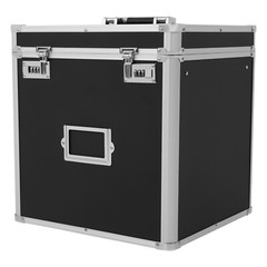Vinyl Record Storage Case Aluminium Waterproof Holds 50 LPs, 12″ Sleeves Black