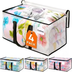 Clear Moving Bags Heavy Duty 4 Pack, Storage Bags with Zipper, Extra Thick Handl