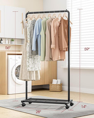Ropero metalico negro 28x14x59in con ruedas repisa malla resistente facil armar