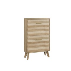 23.6-inch Mid-century Modern Freestanding Oak Wood Slim Flip-Top Shoe Cabinet