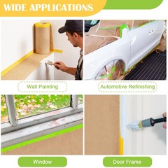 Pre-Taped Masking for Painting,12″ x50Feet Adhesive-Backed Tape and Drape Pai…