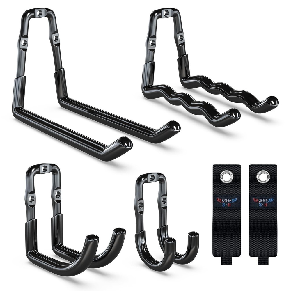 Super Heavy Duty Garage Hooks 6 Pack, One-Piece Construction Garage Wall Hook…