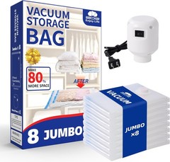 Vacuum Storage Bags 8 Pack Jumbo Space Saver with Pump