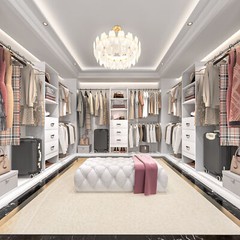 48-96 in Closet System with 3 Wooden Drawers ＆ 3 Expandable Hanging Rods ＆Towers