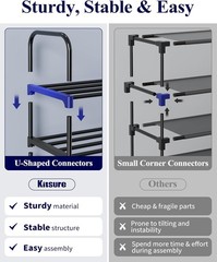 Shoe Rack 3-Tier Space-Saving Shoe Organizer & Shoe Shelf W/ Handle Easy