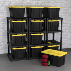 2 Pack 4-Tier Storage Tote Rack for 27 Gallon Bins Black
