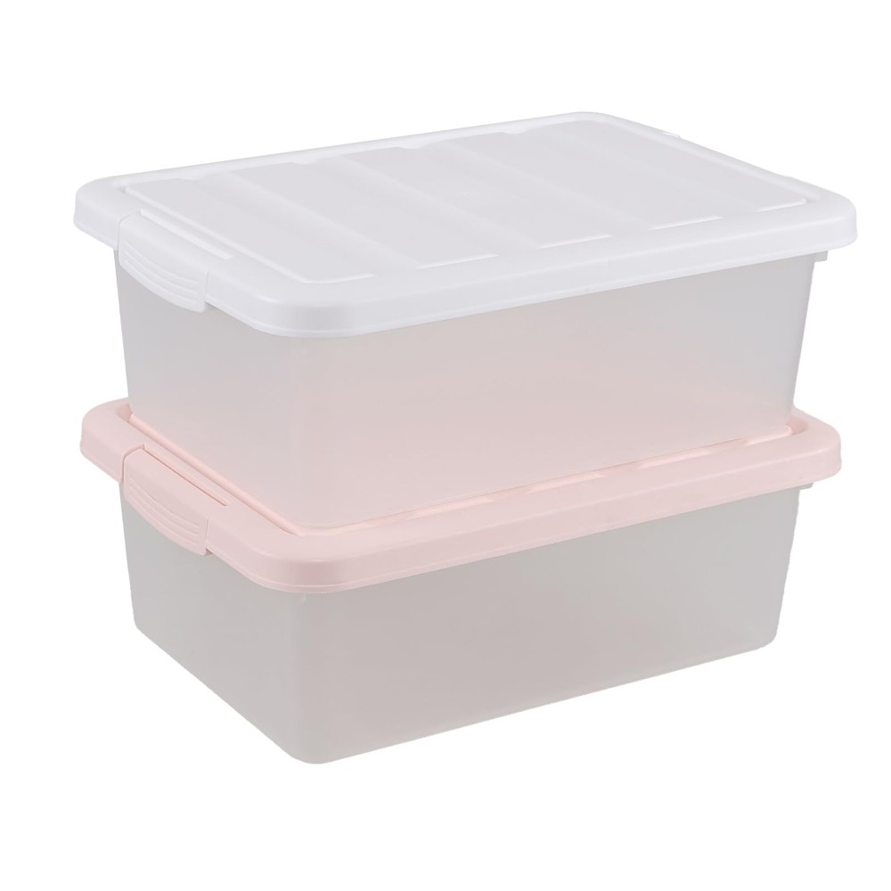 Plastic Storage Bin with Lid 14 Quart Latching Tote 2 Pack