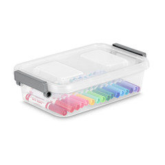 (2 pack) Sterilite 2.7 Qt. Modular Latch Box Plastic with Clear Base & Lid, Gray