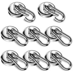8 Pack 100LBS Neodymium Magnet Hooks with Swivel Carabiner, Strong Heavy Duty