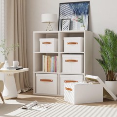 “Foldable Storage Bin 7.1×9.1×13 Inch with Lid Closet Organizer, White”